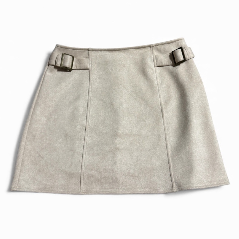 SUPERDOWN • Suede Mini Skirt with Buckles EUC